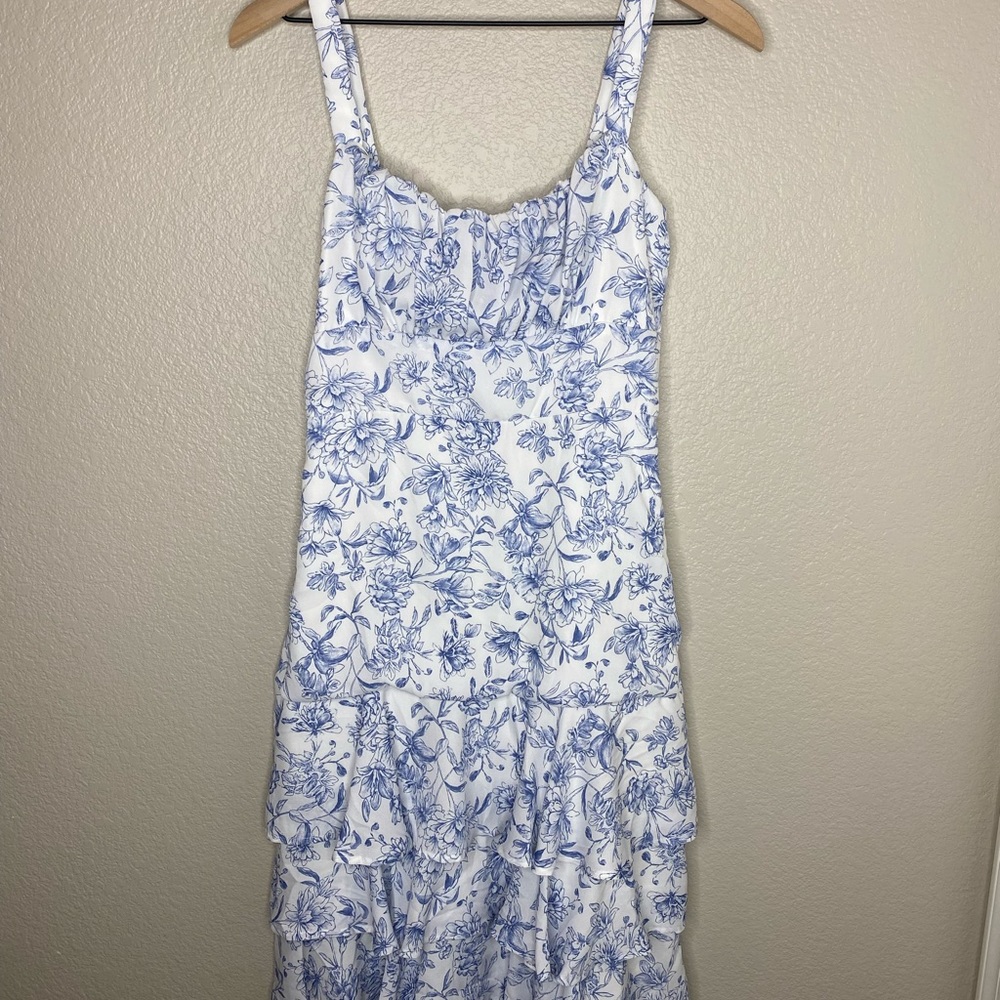 Lulu's For the Frill of It White Floral Print Ruffled Maxi Dress / Size Small - Picture 5 of 8